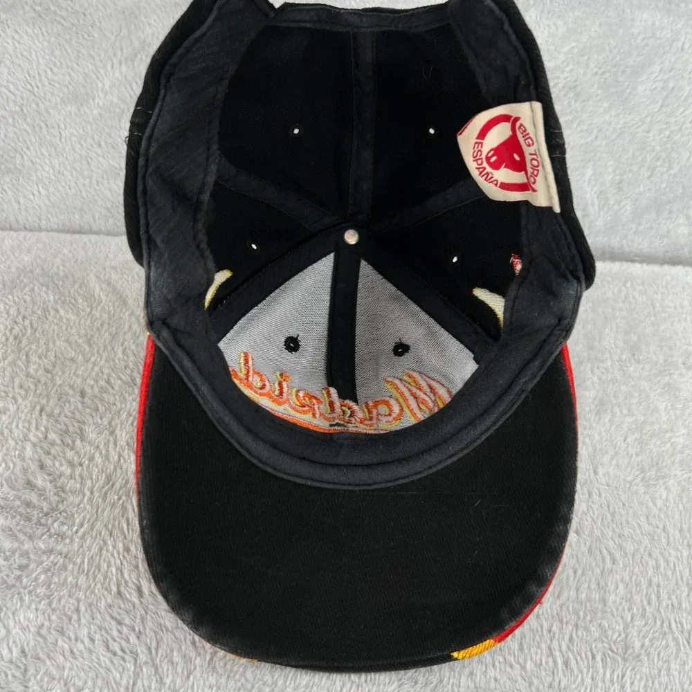 Toro Madrid Spain Hat Black Bull Flame Embroidered Souvenir Strapback Cap